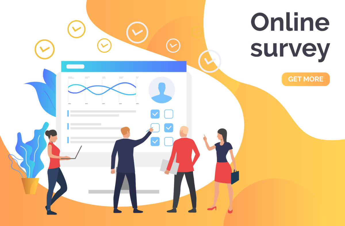 People answering online survey Personnes qui répondent à un questionnaire en ligne